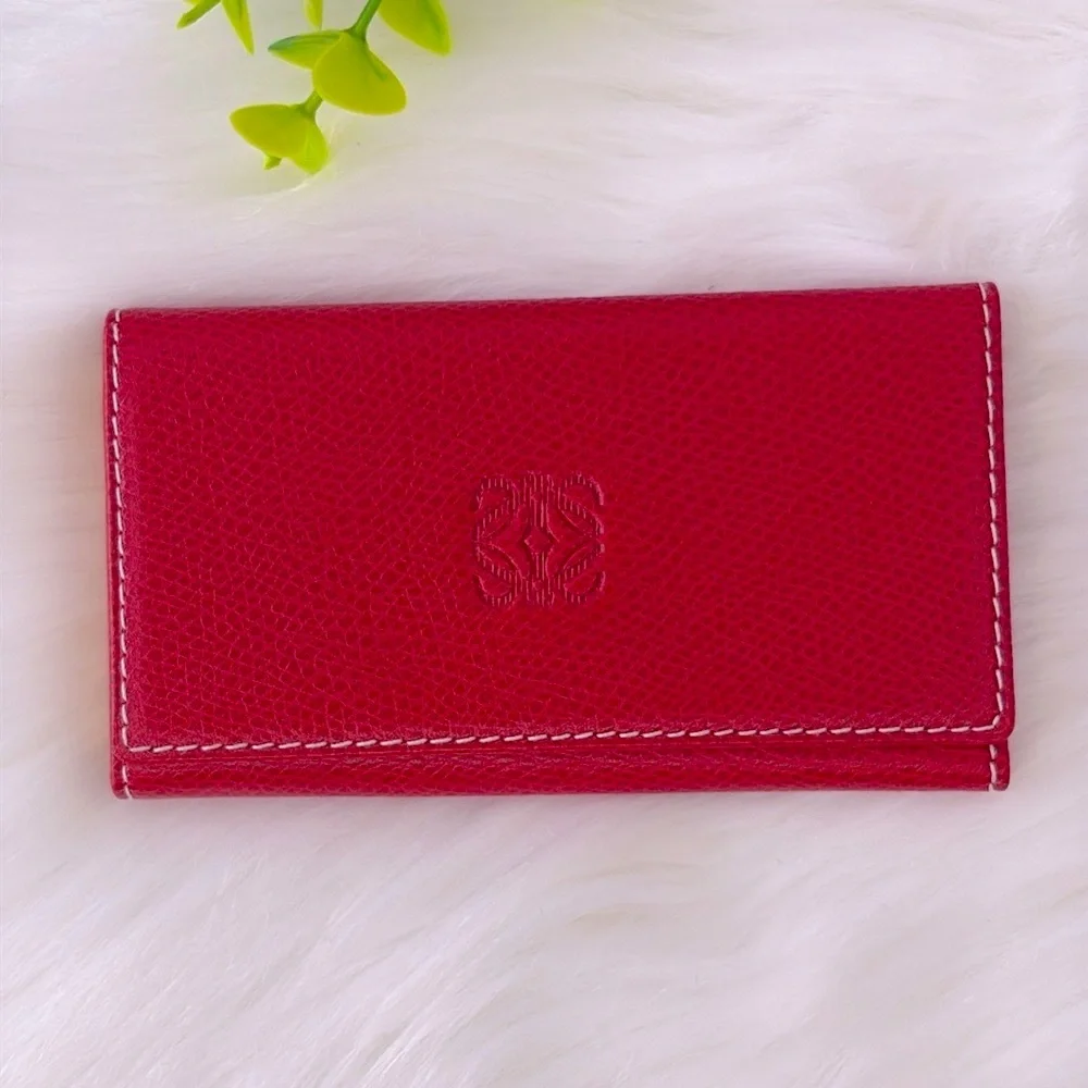 Loewe Red 6-Ring Leather Key & Card‎ Holder